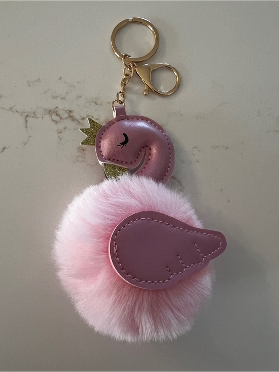 Source Unknown Accessories - Pink Pom Pom Plush Flamingo Keychain